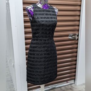 Brooks Brothers Black Illusion Striped Sleeveless Sheath Mini Dress Preppy Sz 2